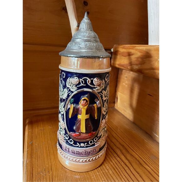 Vintage Beer Stein Gerz Gerzit Lidded West Germany - Picture 1 of 5